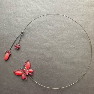 Elegant Red Butterfly Necklace plus Bonus Matching Pendant Necklace